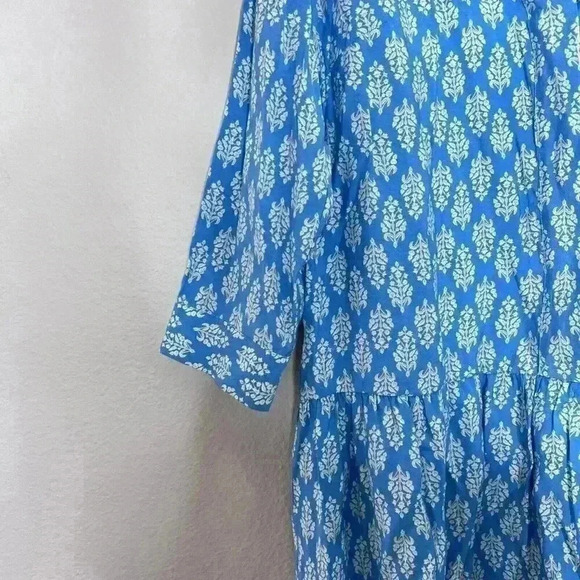 ZARA NWT WHITE BLUE PRINT SHORT DRESS V NECK SIZE Large - Picture 4 of 9